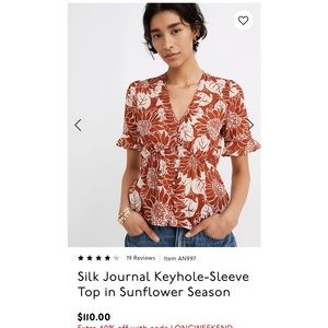 Madewell Silk Journal keyhole-sleeve top